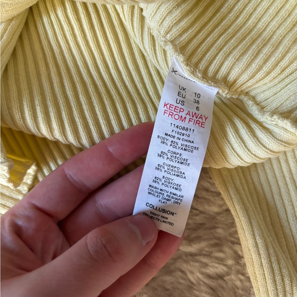 Cotton On Twist-Front Rib Knit Long Sleeve Top - Yellow - Picture 4 of 5